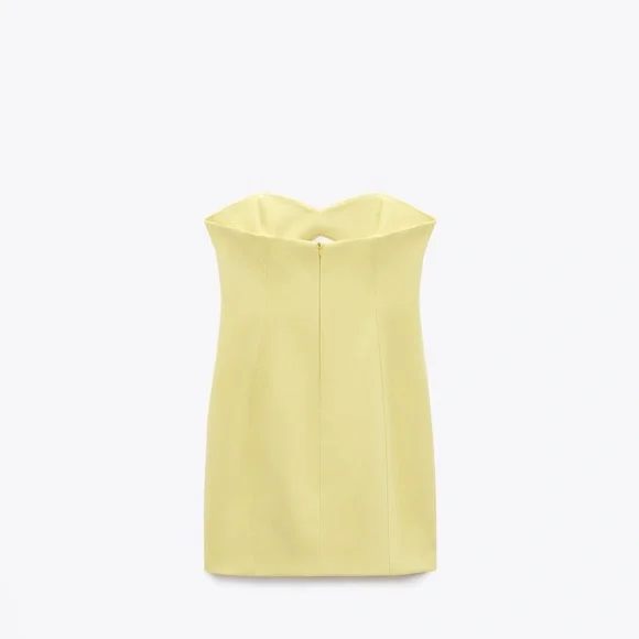 Zara mini lemon yellow sleeveless bodycon cut out evening summer dress - Picture 7 of 15